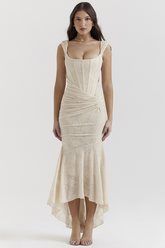 Cesca Retro Cream White Floral Maxi Dress | Dress In Beauty